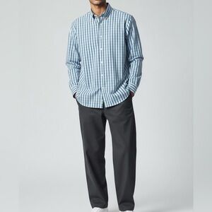 New Tailorbyrd Window Pane Long Sleeve Shirt Size Large